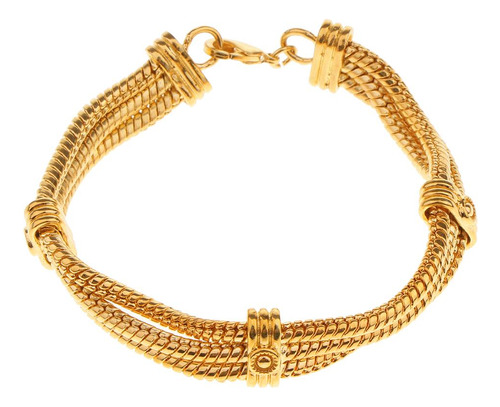 De Cadena De De Dos Brazalete De Mano Muñeca Hombre 02 Oro