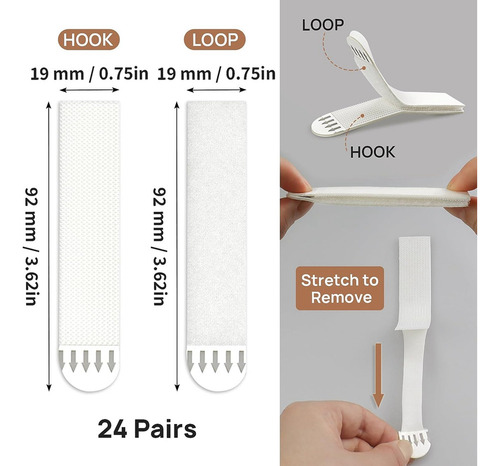 Tiras Adhesivas For Colgar Cuadros, Resistentes, 24 Pares (