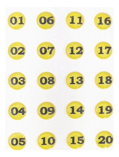 Adesivo Placa  Identificação Números 1 A 20  - Resinado 11mm