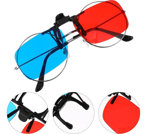 2 Lentes Clip Color Rojo Y Azul, Lentes Miopía, Clip...