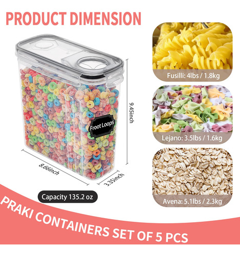 Contenedor De Almacenamiento Praki Juego De 6 Recipientes He Color