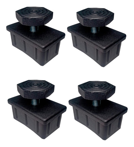 4 Pé Nivelador Mesa Aparador Sapata Bucha Ponteira 30x50mm Cor Preto