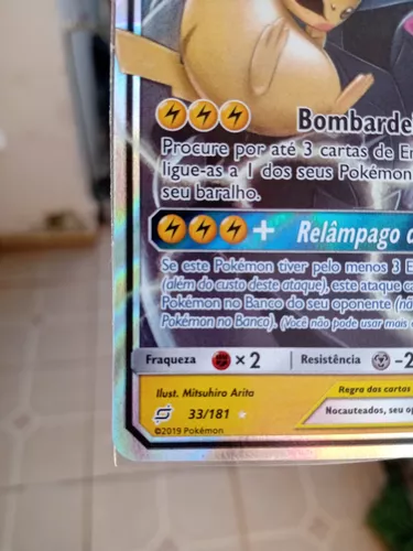 Carta Pokémon Pikachu e Zekrom GX Original Copag Brasil