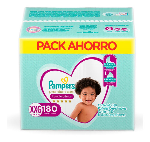 Pañales Desechables Pampers Premium Care Talla Xxg 180 Uds.