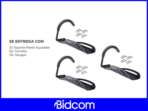 Kit X3 Soporte Pared Para Bicicleta Gancho Acero Resistente