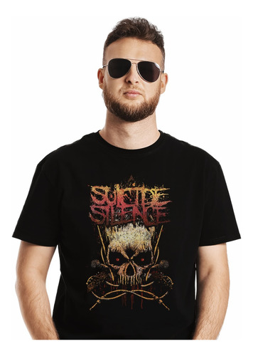 Polera Suicide Silence Skull Rock Impresión Directa