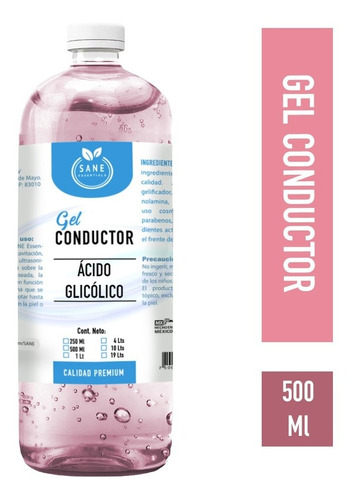 Gel Conductor Con Ácido Glicólico Regenerador Sane 500 Ml