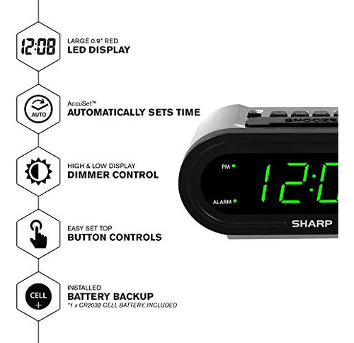 Alarma Digital Sharp Con Accuset - Reloj Inteligente Automát