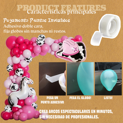 Globos De Cumpleaños Metálico Decoración Vaquera Kit Caballo Rosa