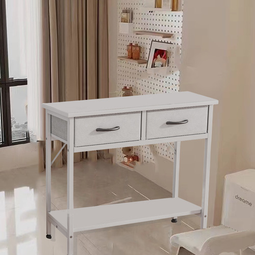 Mesa De Consola Moderna Con Marco De Metal Cajón De Tela