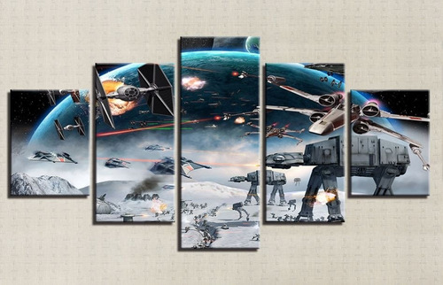 Quadro Mosaico Decorativo Star Wars Guerra Naves Mdf 6 Mm