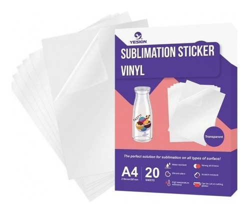 Vinilo Adhesivo Sublimable A4 (20 Unidades) Blanco Brilloso 