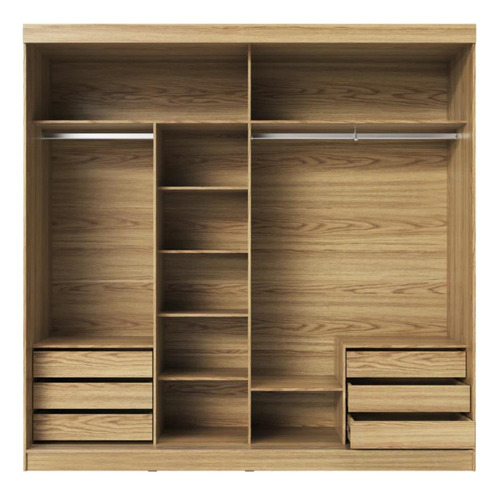 Guarda Roupa Casal 2 Portas C/ Espelho Gavino 238cm Carvalho