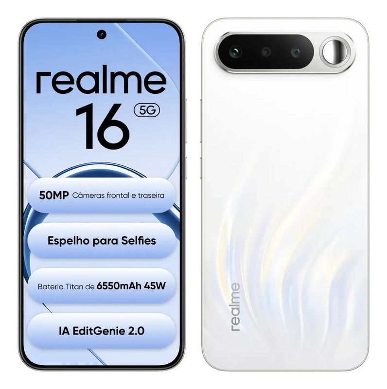 Realme 16 5G com Selfie Espelho e Bateria Rapida