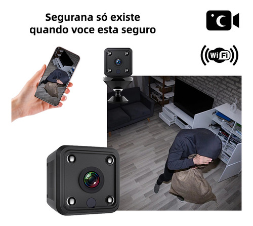 Mini Câmera De Segurança Hd Sem Fio Com Infravermelho Cor Preto