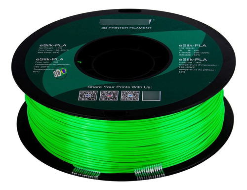 Filamento 3d Esun Esilk-pla 1,75mm 1kg Cor Green