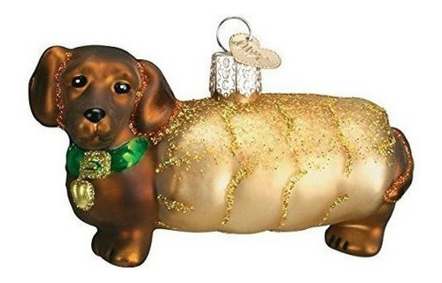 Viejo Mundo De Navidad Wiener Perro Vidrio Soplado Ornamento