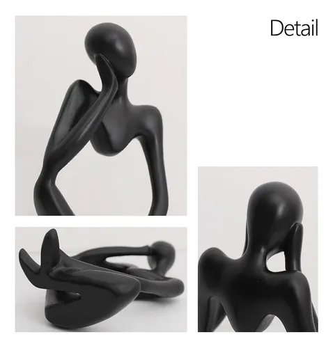 Eguoer Decoración Negro Pensador Estatua Arte Abstracto Escu