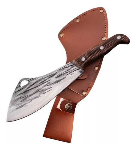 Cuchillo Vikingo Acero Profesional Carnicero Hacha + Funda