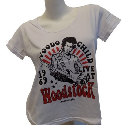 Remeras Jimi Hendrix Woodstock Corte Mujer Vs. Modelos Rock