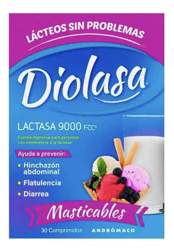 Andrómaco Diolasa Masticable 9000fcc 30 Comp. Vainilla