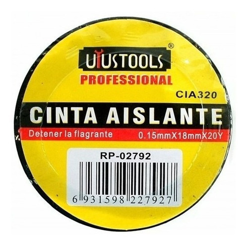 Huincha Cinta Aislante 18mm X 0.15mm Uyustools Negro 20y