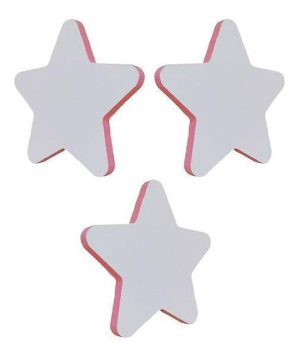 Kit 3 Ganchos De Estrela Rosa Em Mdf Laminado