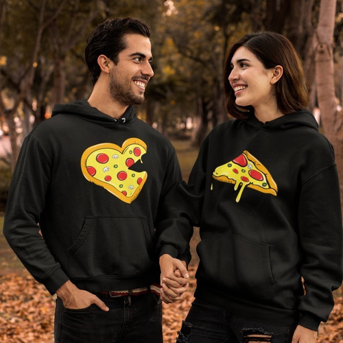 Imagen 4 de 6 de Dúo De Sudaderas Para Pareja - Novios - Pizza Corazón