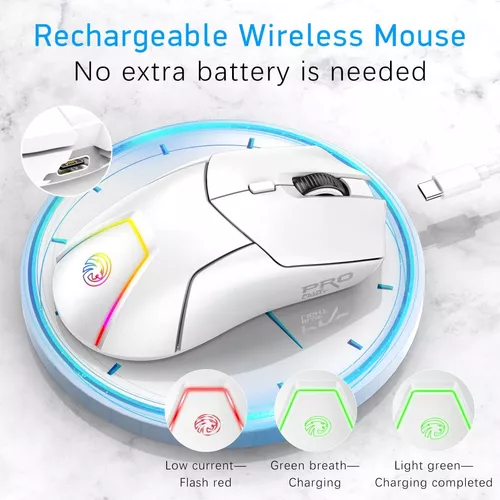 Ratón inalámbrico para laptop, mouse ergonómico Bluetooth con tres modos  (Bluetooth dual + 2.4 GHz) 2400 DPI USB C Ratones silenciosos recargables