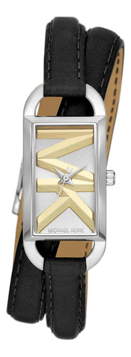 Michael Kors Mk Empire Reloj De Pulsera De Cuero Negro Con T