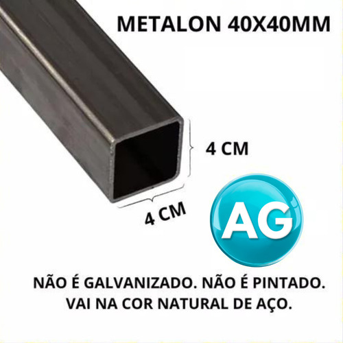 Barra Metalon 40x40 Tubo Quadrado Aço 1 Peça De 1m