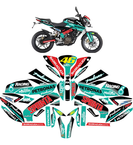 Kit De Graficos Pulsar 200 Ns Racing Listo Para Instalar Pet