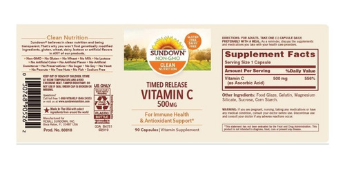 Sundown Vitamina C Antioxidante Apoya Sist Inmunologico 500m