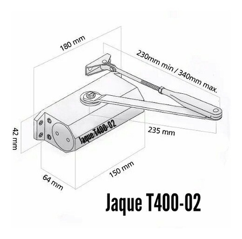 Imagen 3 de 4 de Cierra Puerta Hidráulico Aéreo Jaque 80kg1100mm