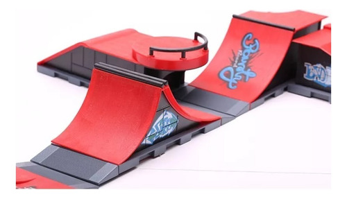 Kit de pista en miniatura para skatepark, diapasón, patín, rampas para dedos, ruedas, patín rojo