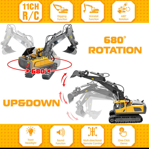 Excavadora A Control Remoto Samtop 11 Channel 1:20 Para