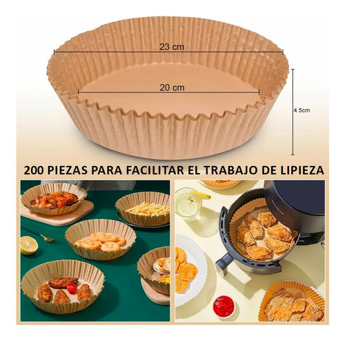 Forros Desechables Air Fryer Freidora De Aire 23 Cm 200 Pzs