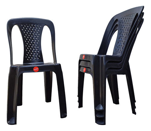 Pack 2 Sillas Jardin Patio Plastico Resina Apilables Negras