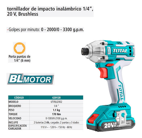 Atornillador De Impacto, Total, 20 V