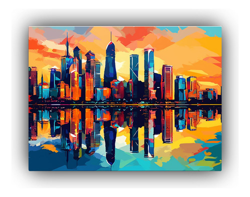 50x40cm Cuadros Arte Pop Skyline Y Naturaleza Muerta Flores