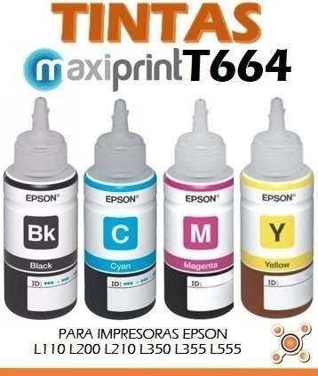 Setx4 Tintas Epson T664 Maxiprint L110 L200 L350