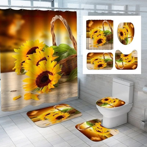 Imagen 3 de 8 de Juego De Baño Alfombrado Con Cortina Modelos En 3d.