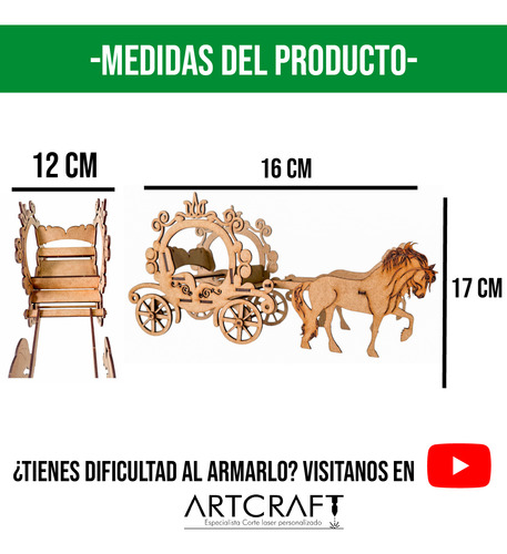 Centros Mesa Carruaje Con Caballos Decoracion Mdf 5pz Rb93