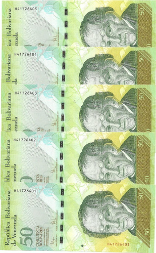 2 Billetes Consecutivos Bsf. 50  - H8 Septiembre 3 2009 