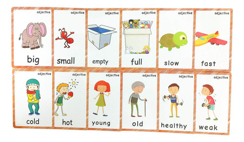Juego De Adjetivos Y Tarjetas De Antónimo Para Niños Pequ.