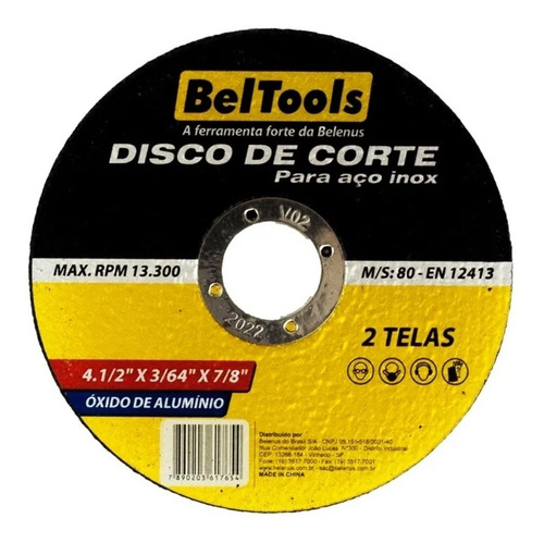 Imagem 2 de 5 de Kit 10 Disco De Corte Inox 4.1/2x3/64x7/8 Beltools