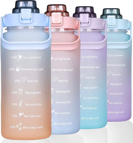 Botella Para Agua Deportiva 2 Litros Motivacional Multicolor