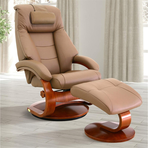 Sillon Reclinable Piel Otomano Almohada Color Arena