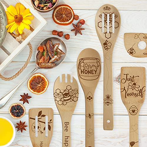 Juego De 6 Cucharas De Madera De Abeja De Sawysine Para Coci
