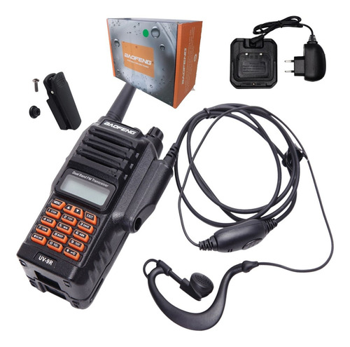 6 Rádio Prova D'água Baofeng Uv9r Plus Dual Walkie Talki Bandas De Frequência Vhf/uhf Cor Preto 100v/240v